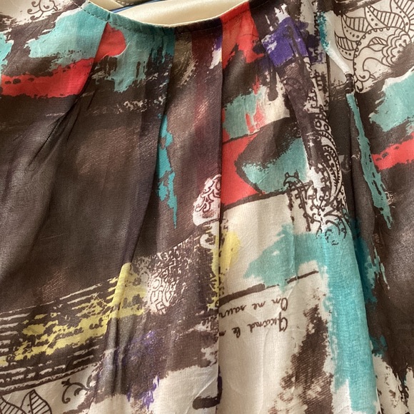 J&Red Multicolor Abstract Sheer, Lined Ruffle Sleeve Dress Tunic - Picture 5 of 5